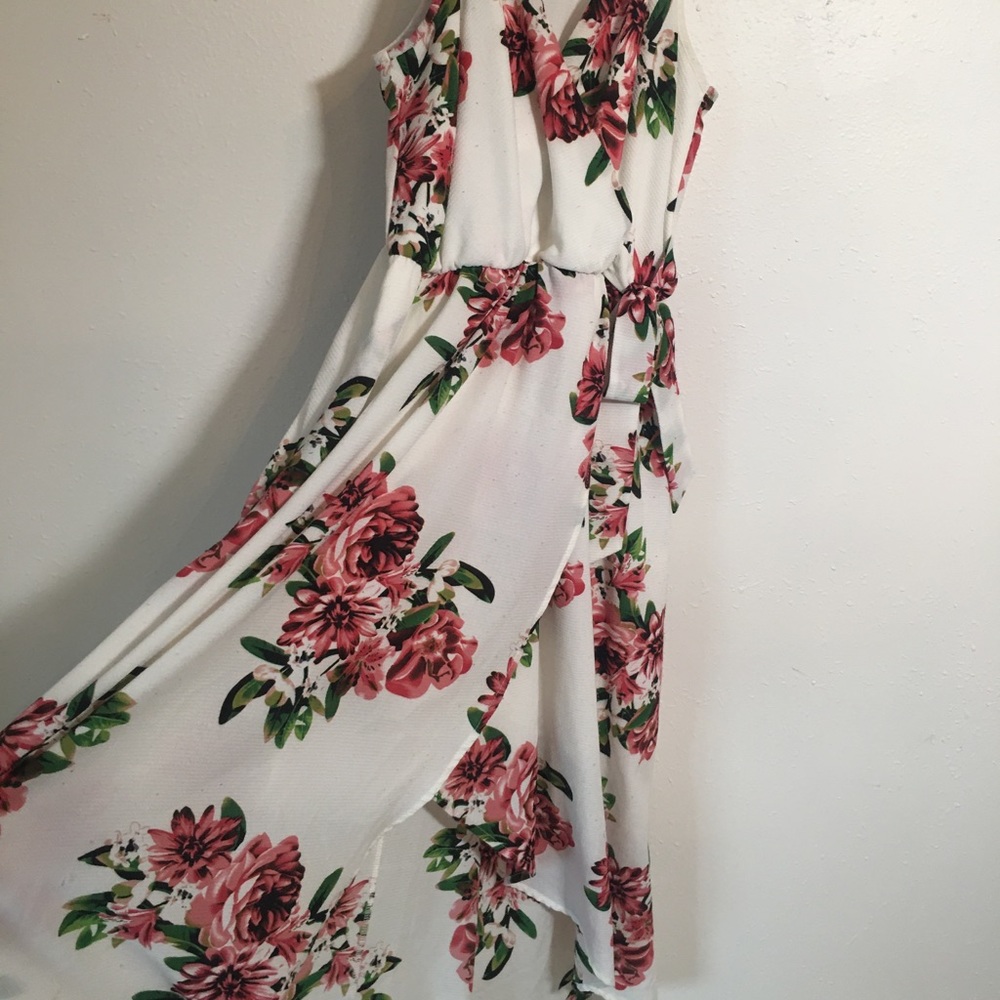 Sun dress, bold pink flowers
